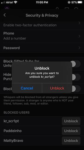 How to unblock someone on Twitch 4