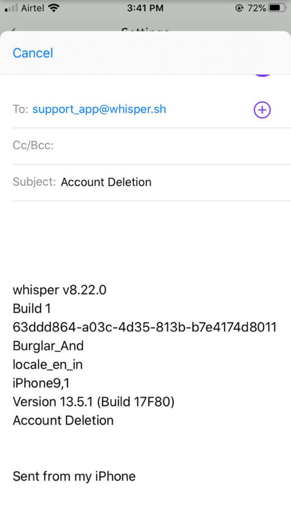 delete Whisper account on iOS device 4