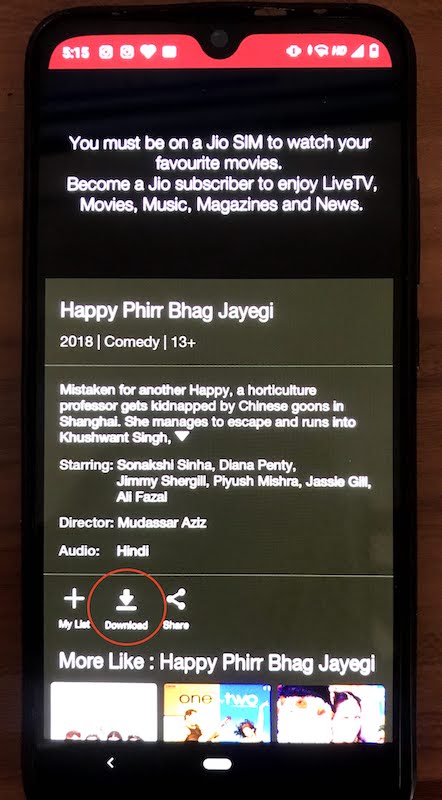 Download Movies from Jio Cinema on Android Device