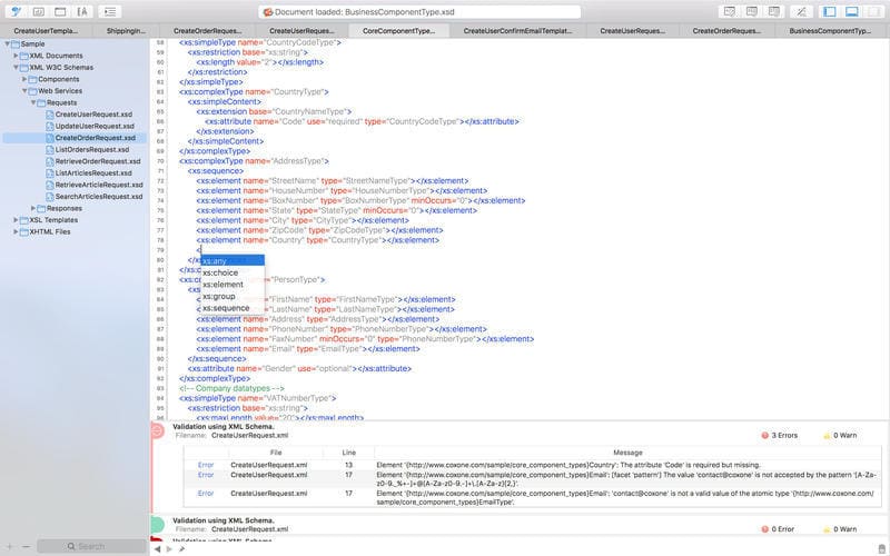 XML edita editor for Mac OS