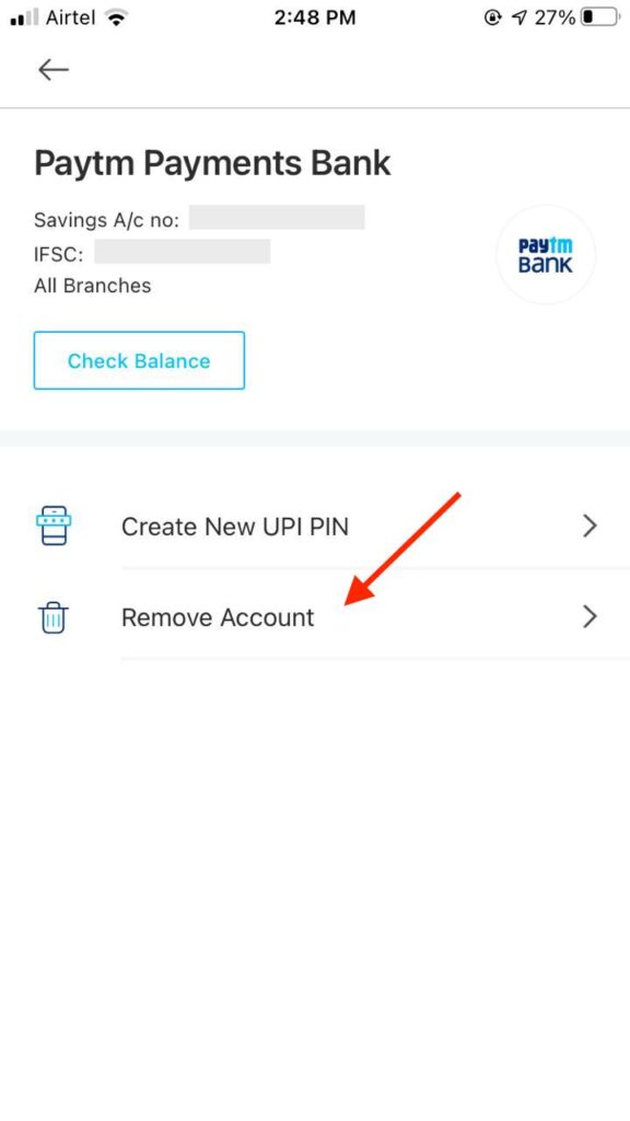 How to Remove Bank Account from Paytm - Easy 6 steps (With screenshots) 6