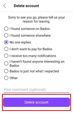 Badoo deleted member
