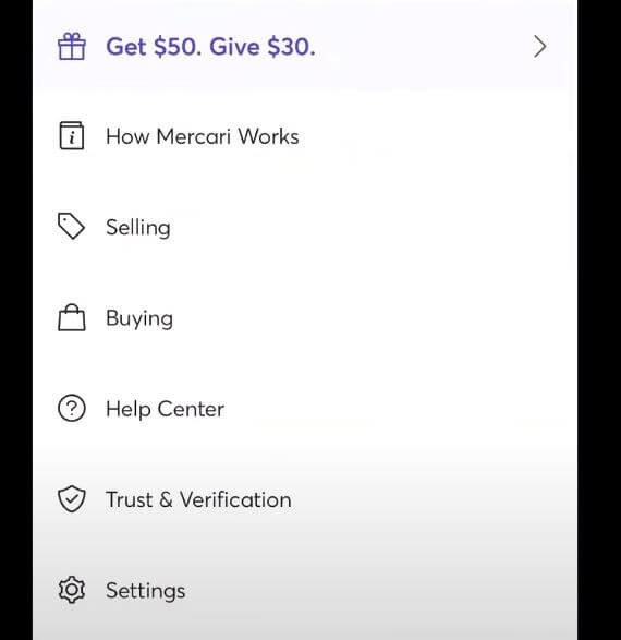 how to delete mercari account on app - setting button