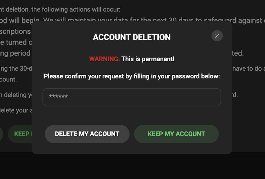 how to delete loyalfans account